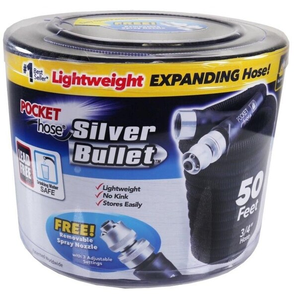 Pocket Hose Silver Bullet Expanding Garden Hose, 34 in, 50 ft L